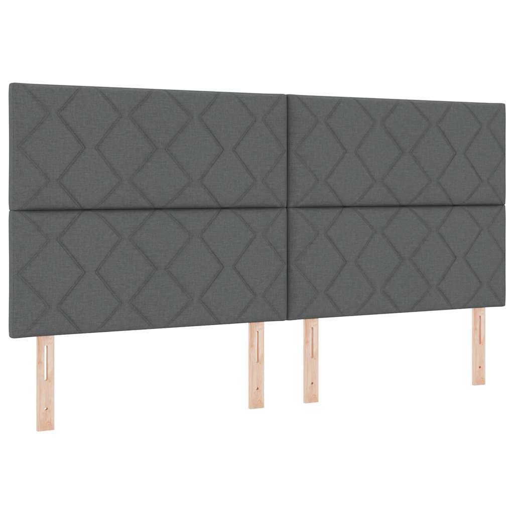 Box Spring Bed with Headboard Dark Gray 200 x 200 cm Fabric