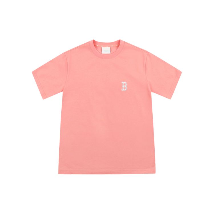 MLB Boston Red Sox Large Round Neck Casual Loose Retro Short Sleeve T-Shirt Unisex T-Shirt Pink 31TS03131-43P