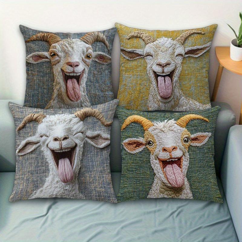 1/4pcs Funny Goat Throw Pillow Covers Farmhouse Animal Decorative Cushion Cases for Home Sofa Couch Cushion cover