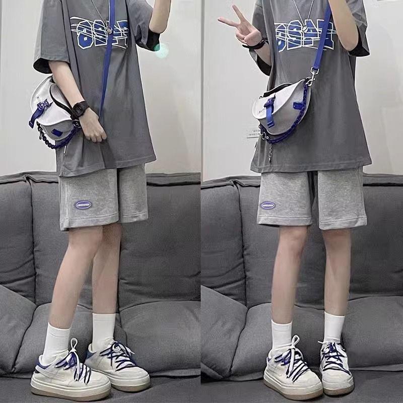 

Gray Sports Shorts Women Summer Thin 2025 New Loose High Waist Wide Leg Cotton Casual Outer Wear Cropped Pants Grey [labeling]](6106) L(52.50 kg-59.50 kg)