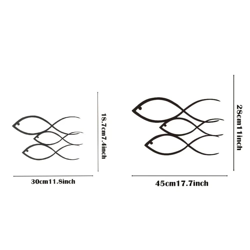 1 Stück Wohnzimmerdeko - Metall Schwarz Fisch Wandkunst, Nautische Eisen Hängedekoration