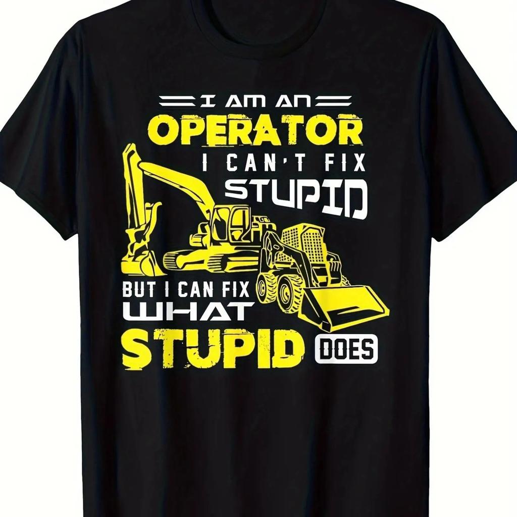 Funny Heavy Machinery Operator T Shirt 220gsm Heavyweight 100 Cotton Constr Vintage Unisex Stretched Soft