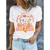 European Sizes Social Worker Letter Print T-Shirt, Social Work Group T-Shirt
