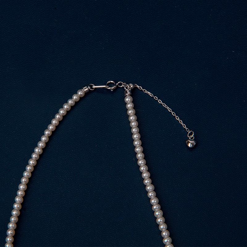 925 Sterling Silver Akoya Freshwater Pearl Necklace - Women's Beaded Clavicle Chain for Summer