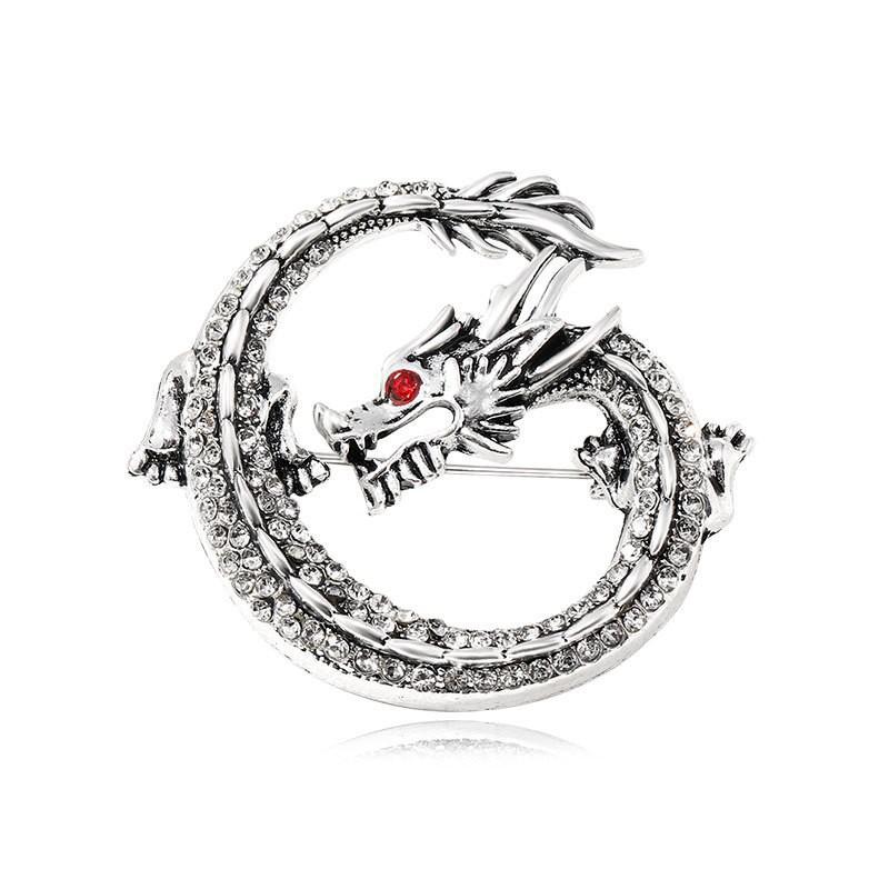 Retro Oil Drip Cartoon Dragon Shape Brooch Zodiac Personality Suit Coat Accessories Pin Jewelry