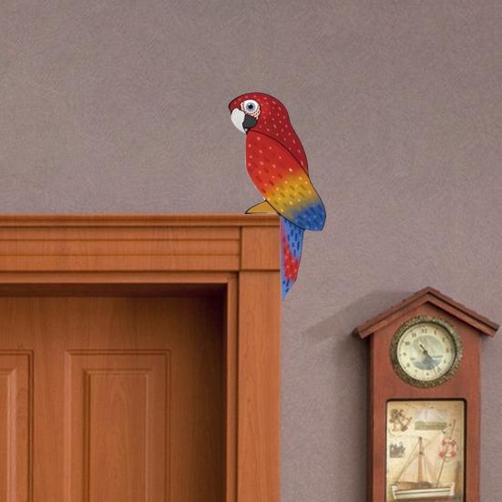 1 Coppia Decorazione Telaio Porta in Legno per Pappagalli Uccello Tropicale Colorato Topper per Porta Angolo Sopra Porta in Legno Arte Murale per Casa Bagno Camera da Letto Ufficio