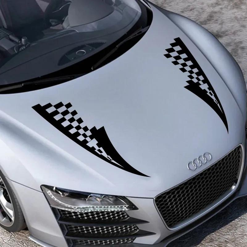 Universal Car Hood Over Stickers Vinyl Film Bonnet Decals Auto Racing Sports Style Fit All Models Automobiles Tuning Accessories