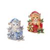 Cute Christmas Cat Brooch Rhinestone Decor for Women Fashion Lapel Pin with Gift Box for Valentine's Day Gifting