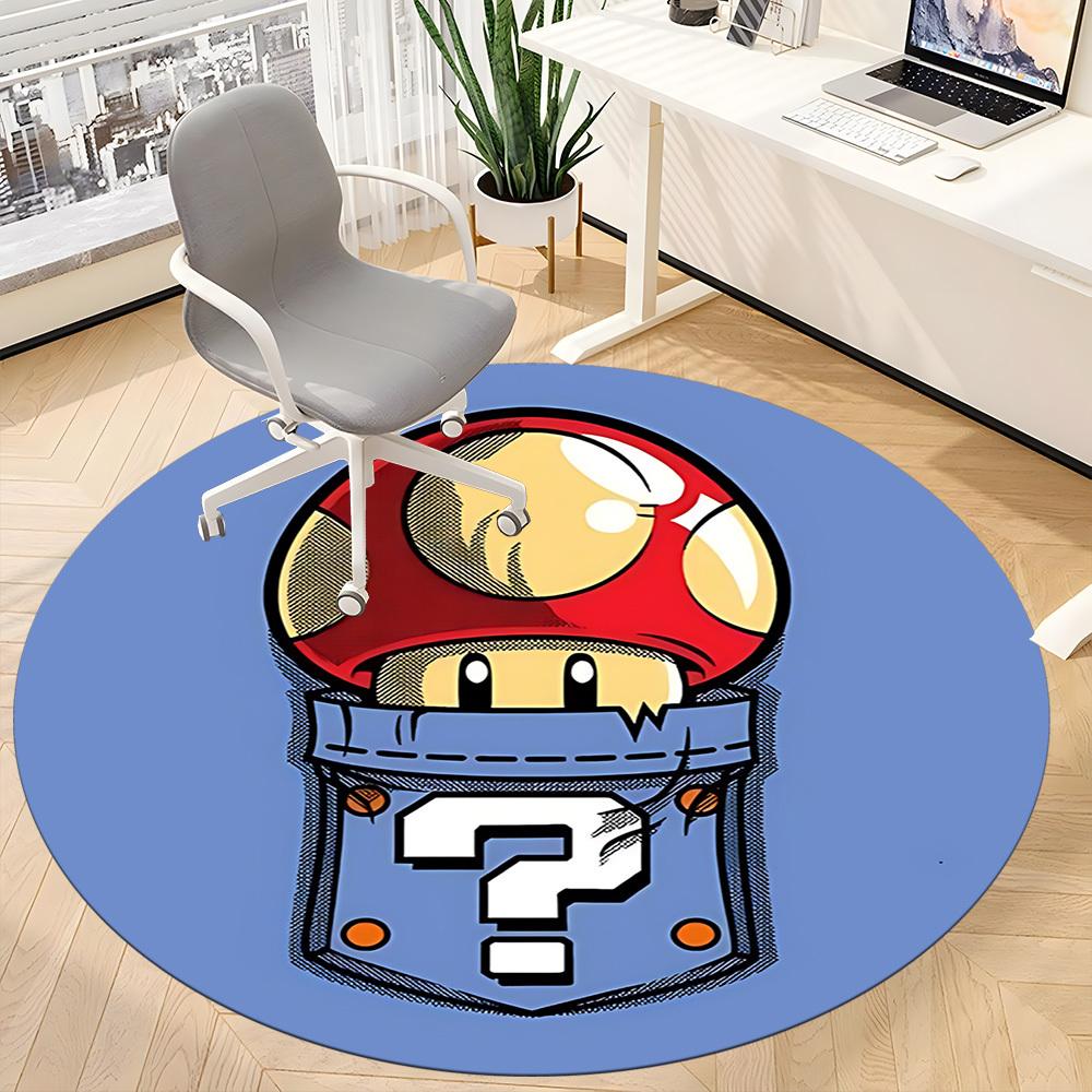 1pc Mario Mushroom Pocket Office Round Area Rug, Under Office Chairs Bedroom Living Room Home Decor  a1022247