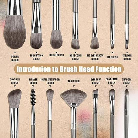 14-Piece First Encounter Makeup Brush Set - Foundation, Powder, Eyeshadow, Concealer Brushes with Storage