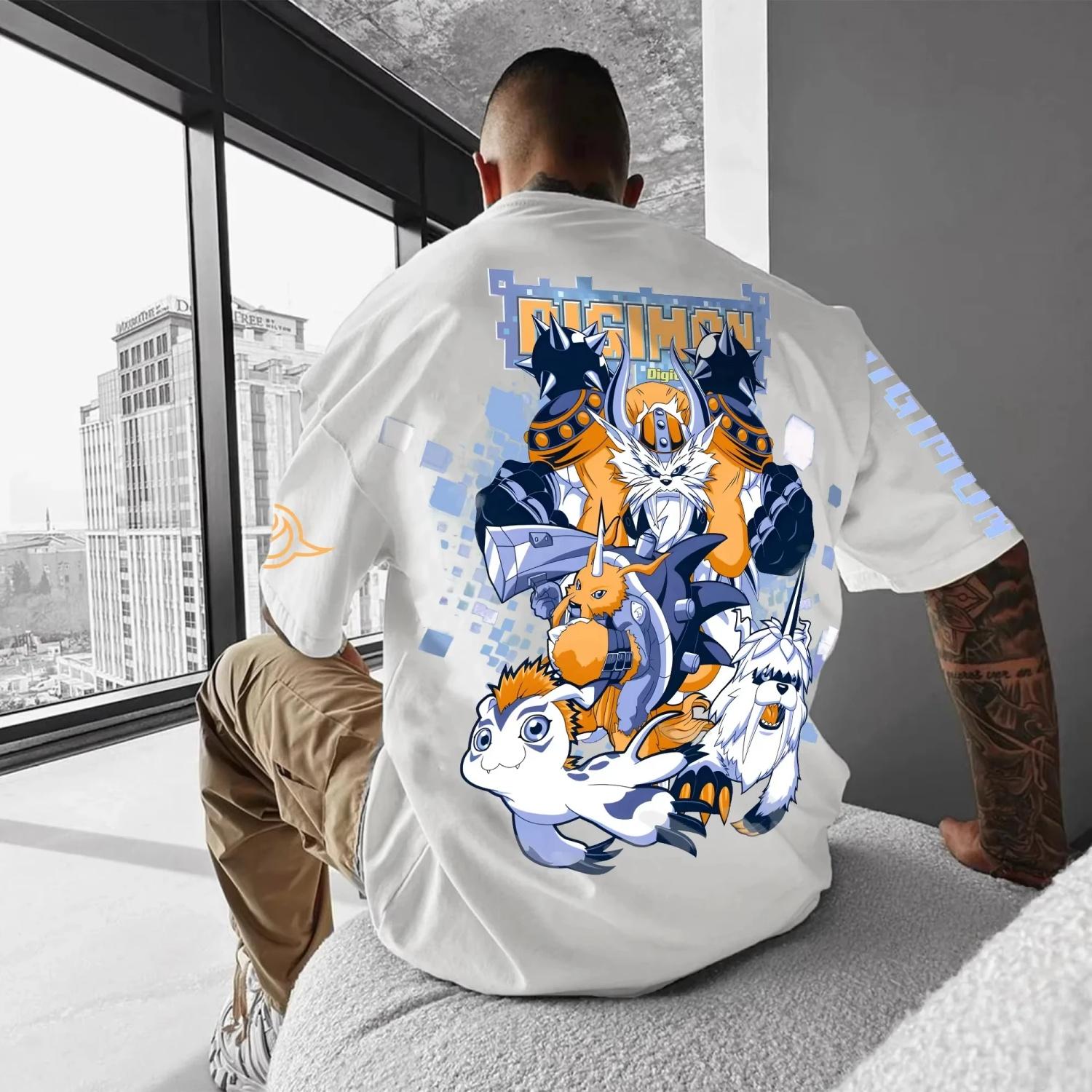 

2026 New Anime Digimon Gomamon Summer T-Shirt Men Women Vintage Parent-child Short Sleeve Oversized Loose Casual Fitness Y2k Top XXXXXL чорний