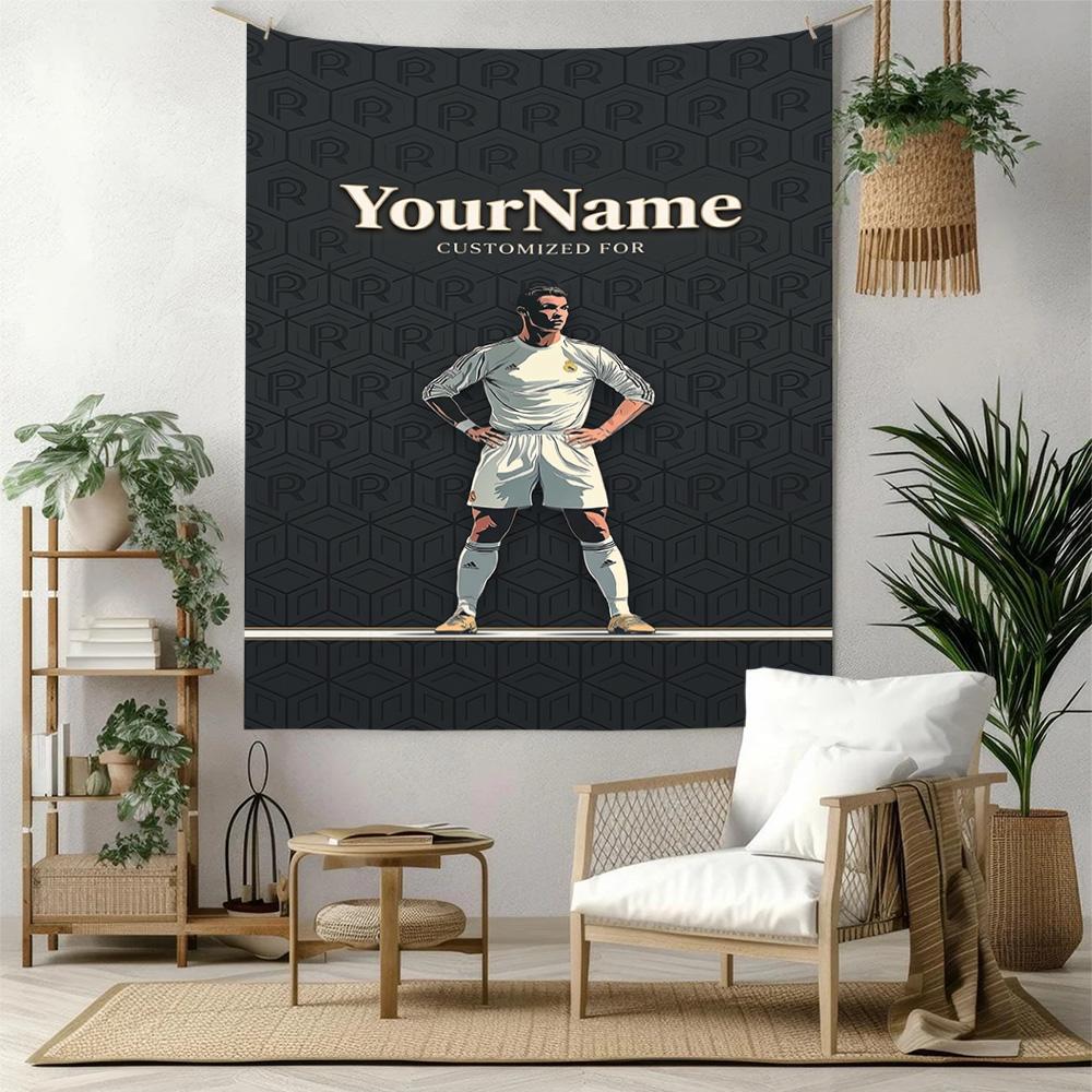 Cristiano Ronaldo Custom Your Name Wall Decor Tapestry Art For Pet Memorial Birthdaywedding Party Backdrop Family Gift