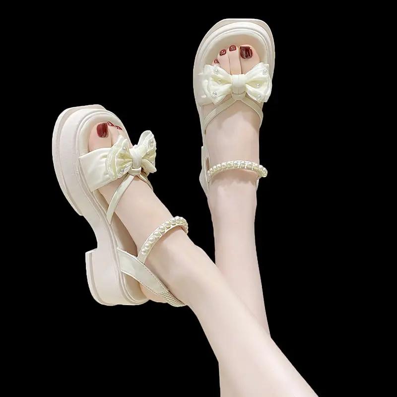 Fashion Ladies Shoes Pearl Roman Style Comfortable and Elegant Vip Women's Sandals Summer 2025 Offers Trend Low Price Luxury Pvc Sandal