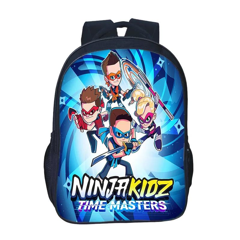 NINJA KIDZ Student Cartoon 3D Print Rugzak Jongen Meisje Casual Dubbele Schooltas Polyester Waterdichte Rugzak DIY Gepersonaliseerde Rugzakken NINJA KIDZ backbag