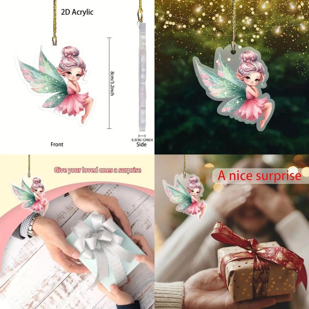 Flower Joyful Acrylic Fairy Car Charm Decorative Pendant For Bright And Cheerful Interiors