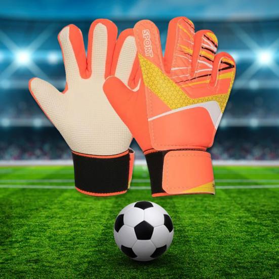 1 Pair Goalkeeper Gloves Breathable Impact Resistant Non-slip Texture Football Training Gloves Goalie Gloves for Kids