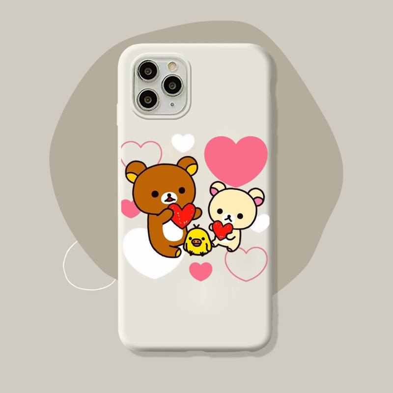 Rilakkuma Kawaii Phone Case for iPhone 11 12 13 Mini Pro Xs Max 8 7 6 6S Plus X XR Solid Candy Color Case