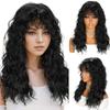 Synthetic Natural Brown Wig Long Curly Hair Daily Use Layered Wig with Bangs Gift Outfits Costume Party Wigs