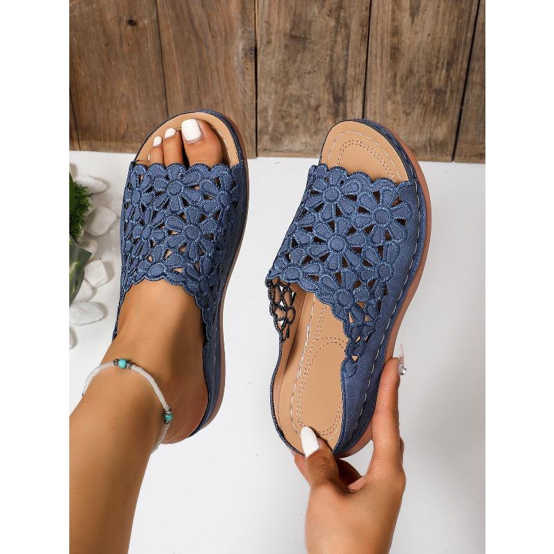 Summer New Wedge Slippers Women's 2025 Plus Size Platform Cutout Sandals