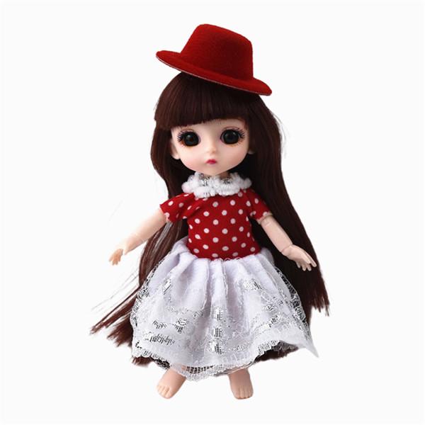 Păpușă cu ochi mari 16 cm Simulare Rochie de prințesă Jucărie Haine Păpușă Stil de modă Aleatoriu