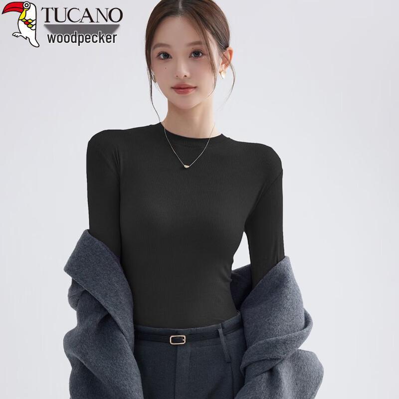 Woodpecker Women's Slim-Fit Fleece-Lined Stand-Up Collar Base Layer T-Shirt