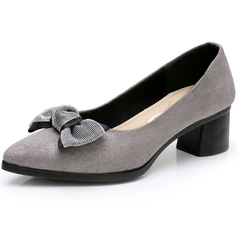 

Fashion Woman Pumps Pointed Toe Grey with Bow Shoes for Women High Heels Elegant Dress Casual Comfortable Quick Delivery Discount Chic 35
