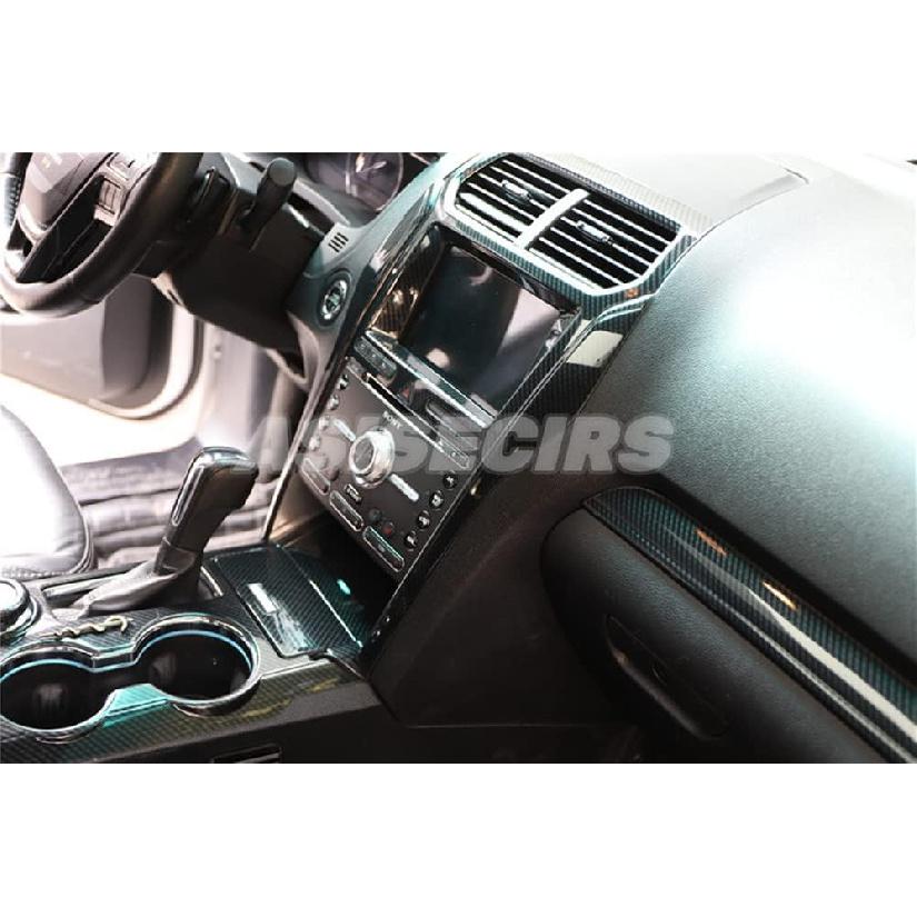 Carbon Fiber Look Interior Center Console GPS Navigation Panel Air Vent Outlet Trim Cover for Ford Explorer 2016-2019 ABS Plastic AC Panel Trim