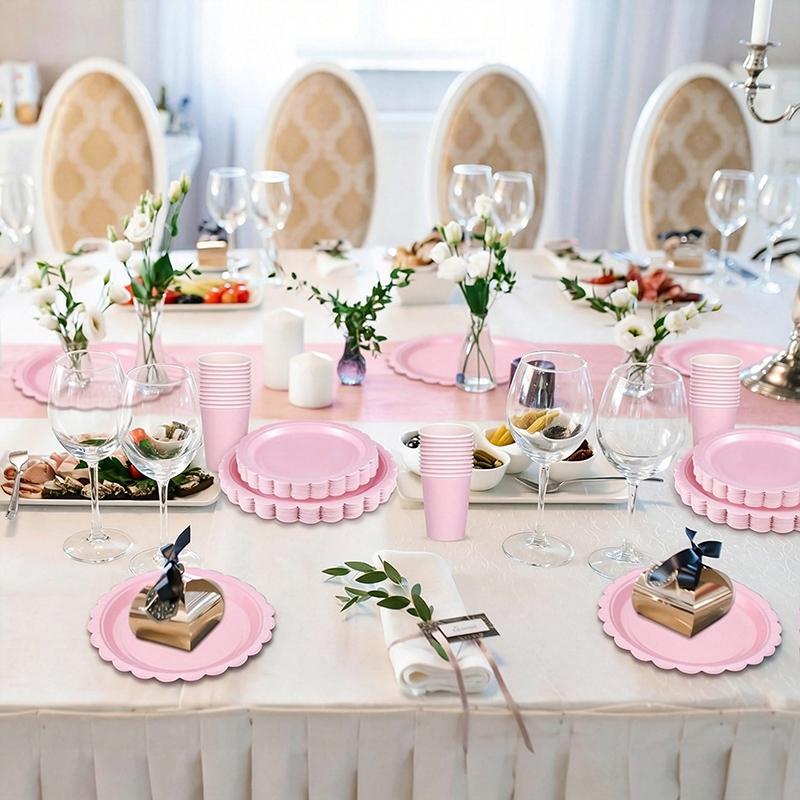 Birthday Party Tableware Set Pink Purple Disposable Paper Plates Napkins Cups Party Decor Wedding Baby Shower Party Supplies