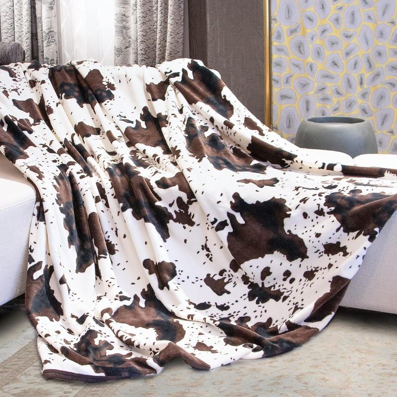 Cow Print Flannel Soft Cozy Blanket, Soft Warm Throw Blanket All Season Blanket Breathable Comfortable Custom blankets