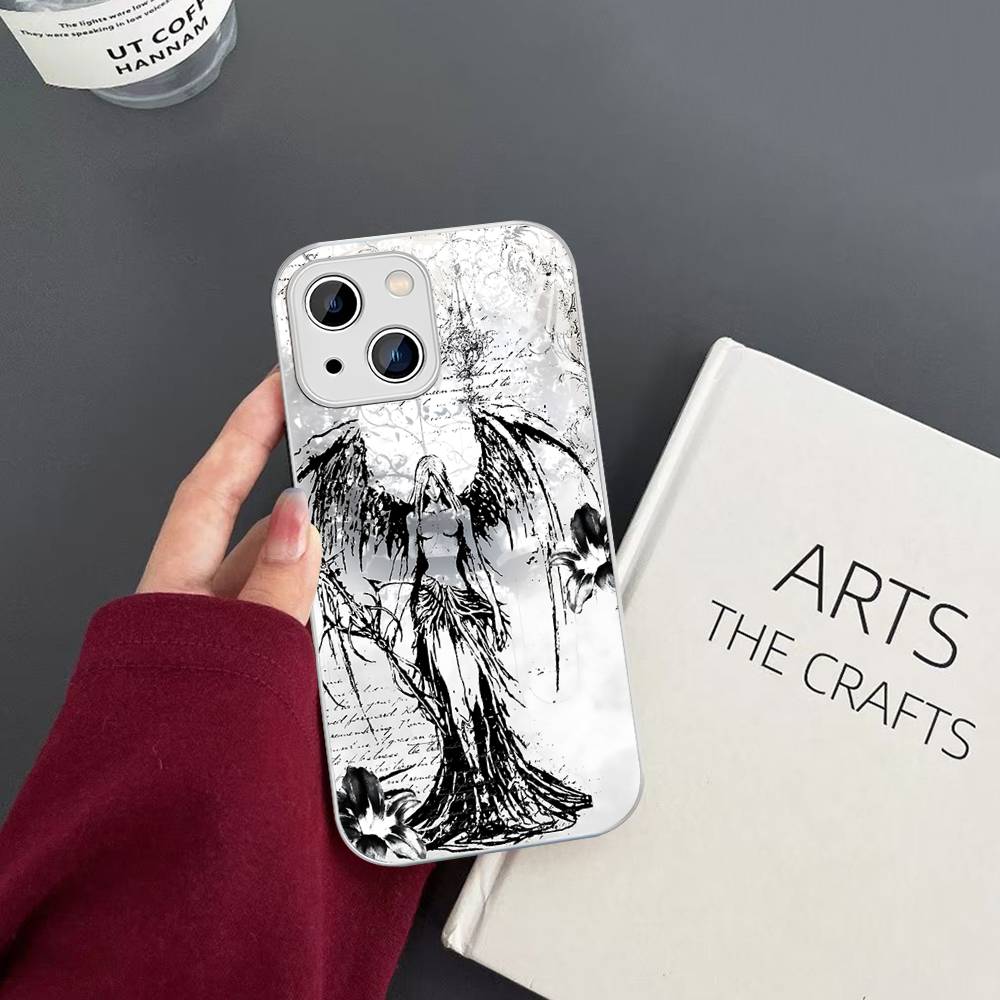 Coquette Witch Dark Cross Acrylic Tempered Glass For Iphone 14 13 12 11 Pro Mini XS MAX 14Plus X XS XR Fundas