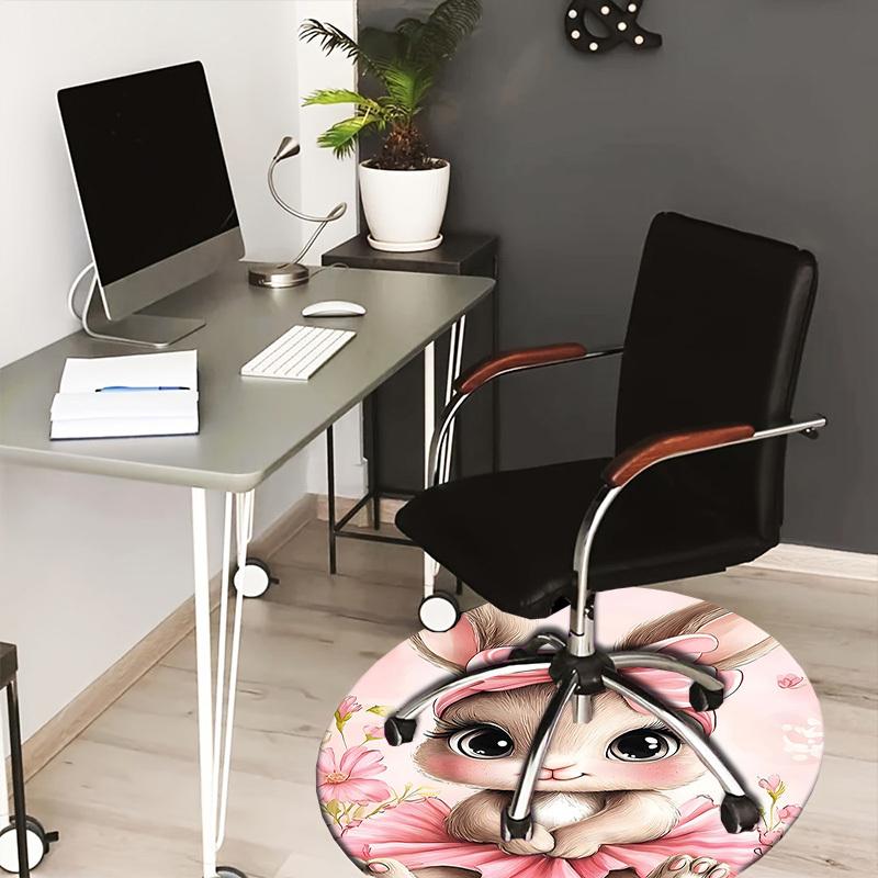 1PC Rabbit Flower Non-Slip Floor Round carpet, Office, family, bedroom, Large Area Rug Indoor Rugs,  Durable PolyesterH0369