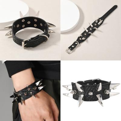Stylish Triple Leather Wristband With Secure Metal Closure Lightweight Design For Casual Outfits