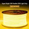 220V Waterproof COB LED Light Strip: Super Bright, Self-Adhesive, Flexible, Ideal for Outdoor Use, Living Room Ceilings & Atmospheric Lighting