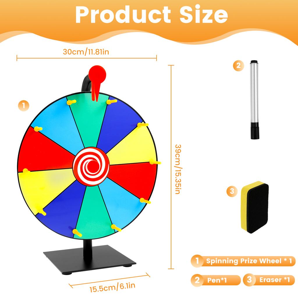 Tabletop Prize Wheel Dry Erase Spin Wheel Spin Game Color Roulette Wheel for Pub Gatherings Promotional Activities Party Favors