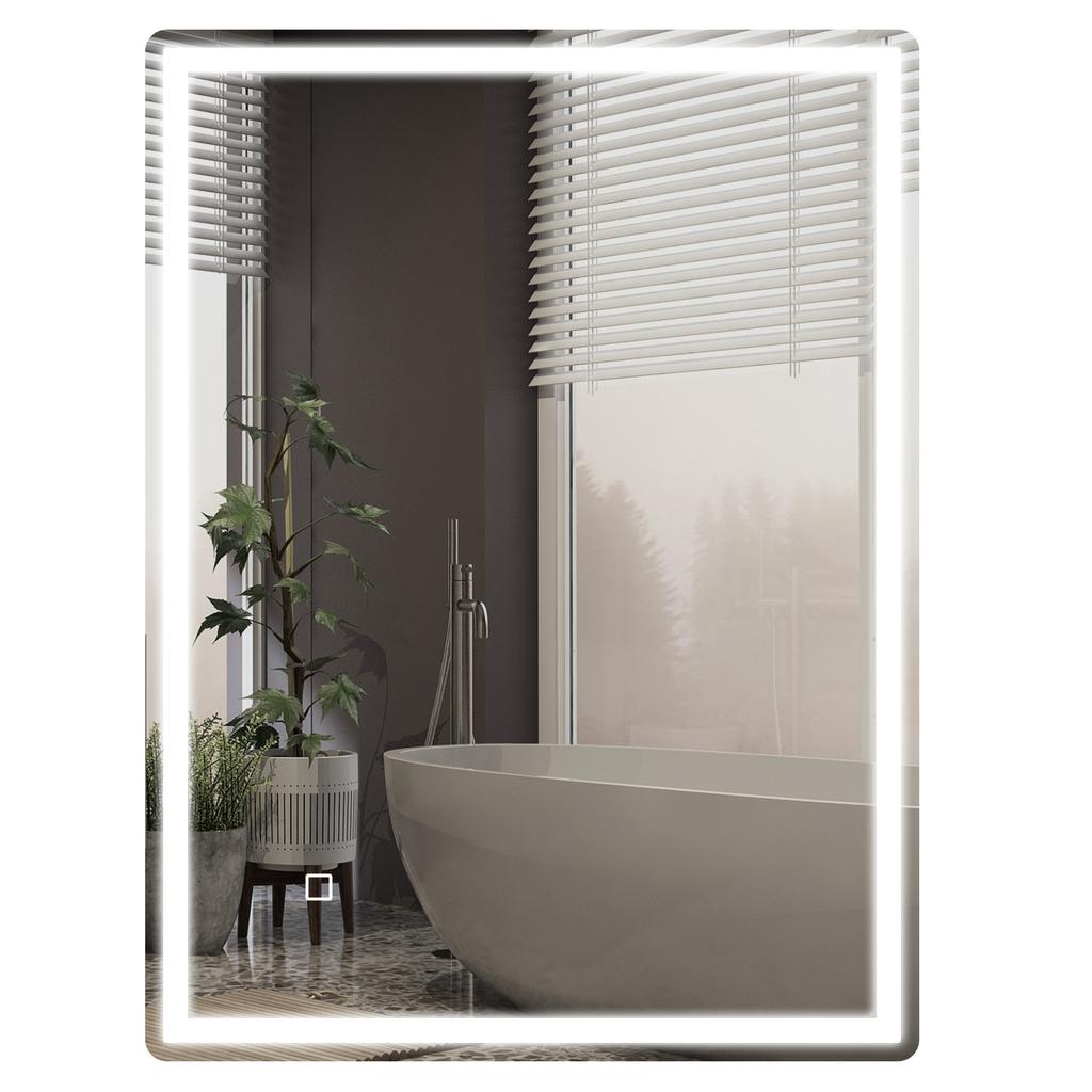 Bathroom Mirror Bathroom Mirror Wall Mirror LEDs, Touch Switch, Anti-Fog Function, 60 x 80 x 4 cm, White