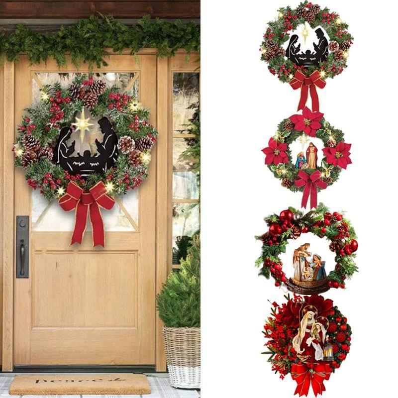 Christmas Exquisite New Garland Hanging Wreath Door Indoor Outdoor Tree Xmas