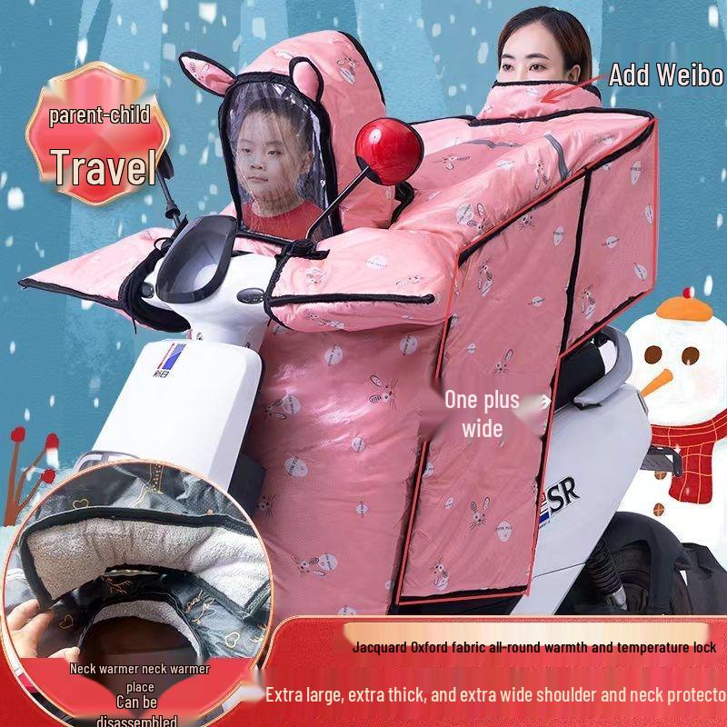 

Windproof Waterproof Velvet-Lined Winter Cover for Electric Vehicle, Motorcycle & Tricycle Full coverage