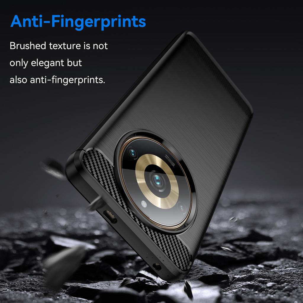 For Realme 11 Pro+ 5G/11 Pro 5G Brushed Soft TPU Phone Case Carbon Fiber Texture Back Cover