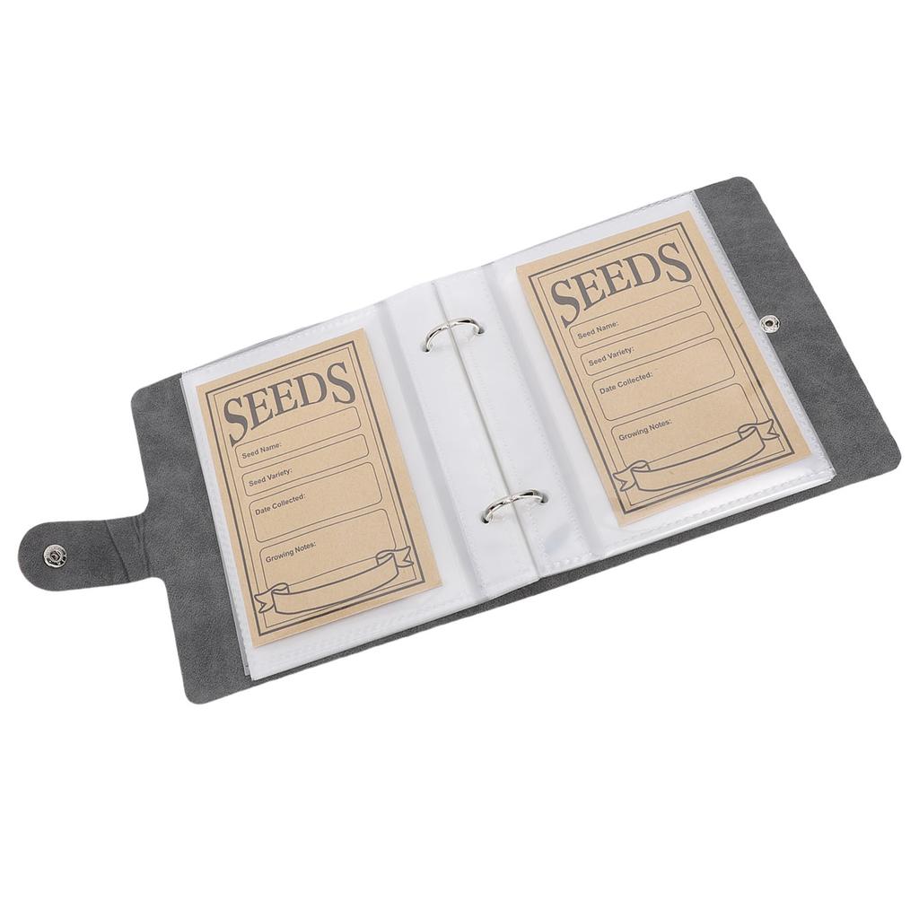 Plant Sample Organizer PU Leather Book and 50 Resealable Kraft Paper Envelopes for Vegetable Flower 