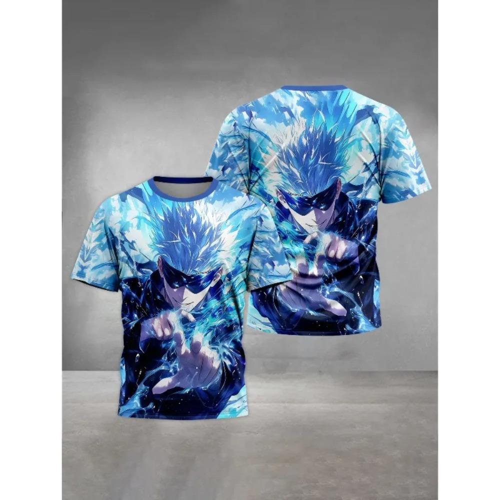 Men's 3D Printed T-Shirt Anime Character Print Short Sleeve O-Neck Pullover Casual Top