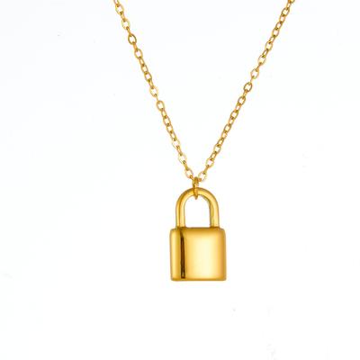 Punk  Tiny Padlock Lock Pendant For Women Gold Color Stainless Steel Choker Chain Necklace Female Jewelry Christmas Gift