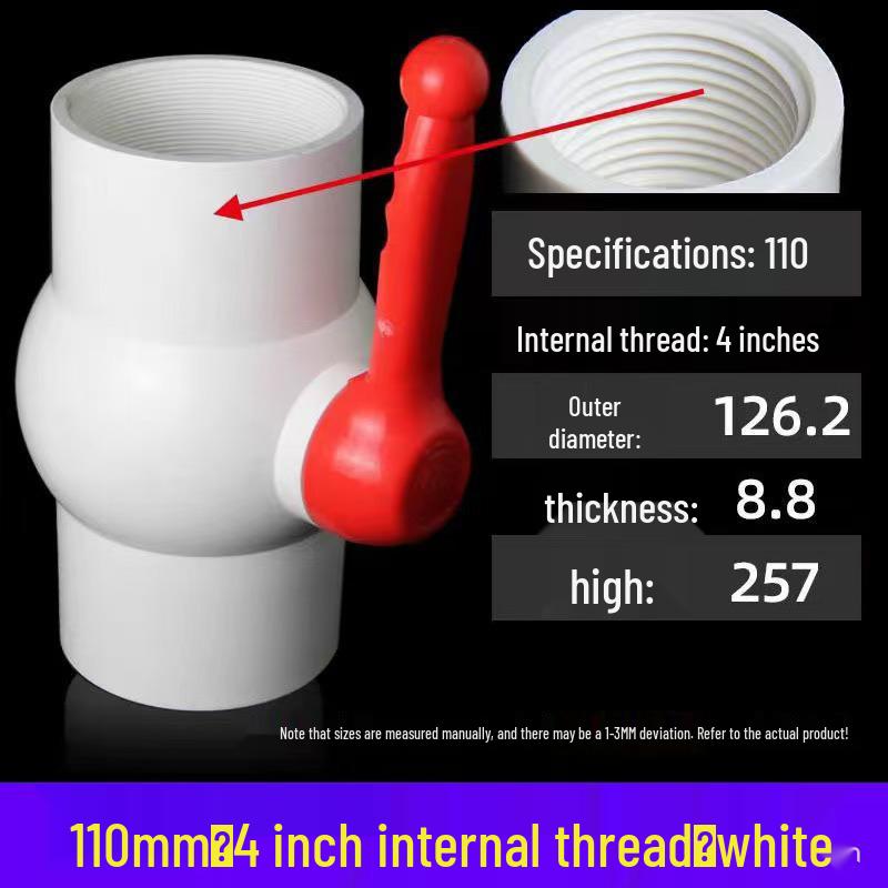 PVC Ball Valve Switch for Water Pipes (Sizes: 20-110mm)