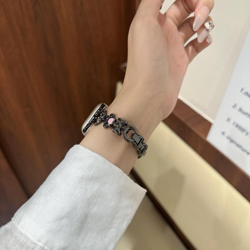 Compatible Apple Watch Band Cat Design Metal Bracelet iWatch SE Series 10 Women