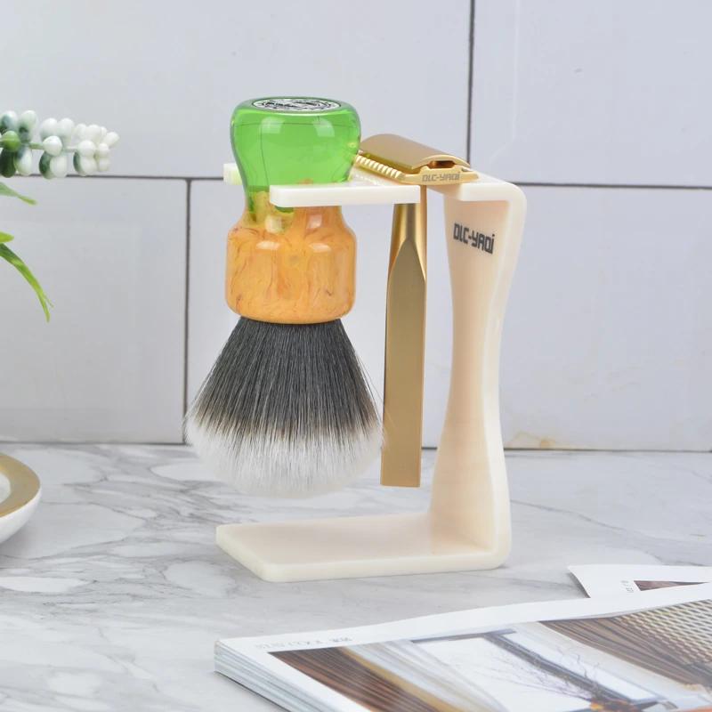 Yaqi Noble Creamy  Black White Color Shaving Brush And Razor Holder