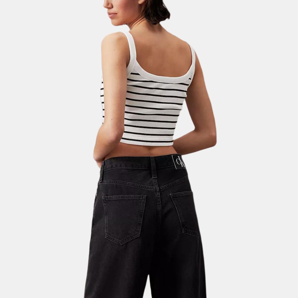 Calvin Klein Comfortable Minimalist Round Neck Pullover Vest Women tops Black White 0792115165