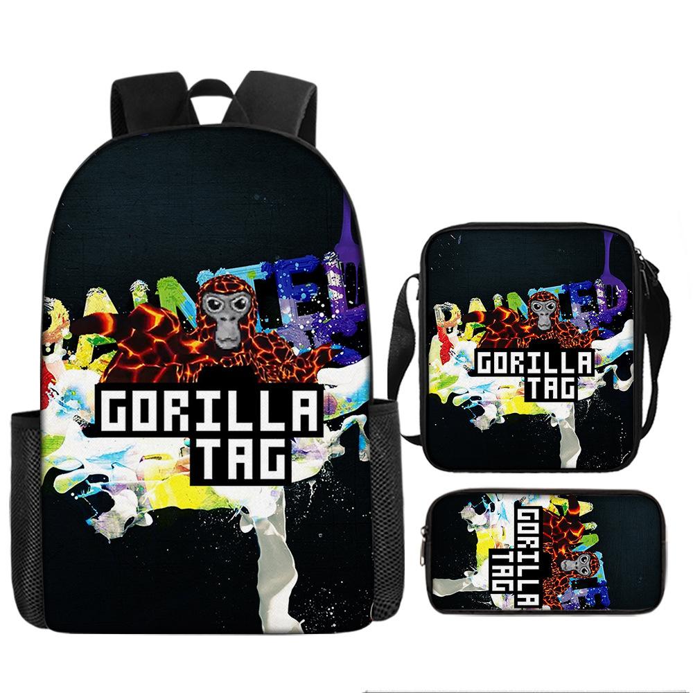 3Pcs Set Backpack, Gorilla Tag  Pencil Bag, Shoulder Bag, Backpack, Large Capacity Travel Bag, The Best Gift for Boys and Girls