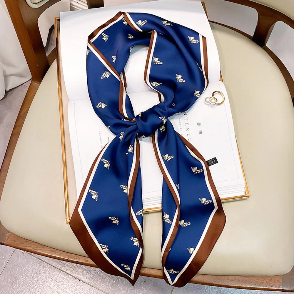 Long Silk Scarf Bag Tie Lady Neck Skinny Scarves Hairband Foulard Horse Print Brand Lady Neckerchief Ribbon  Spring New