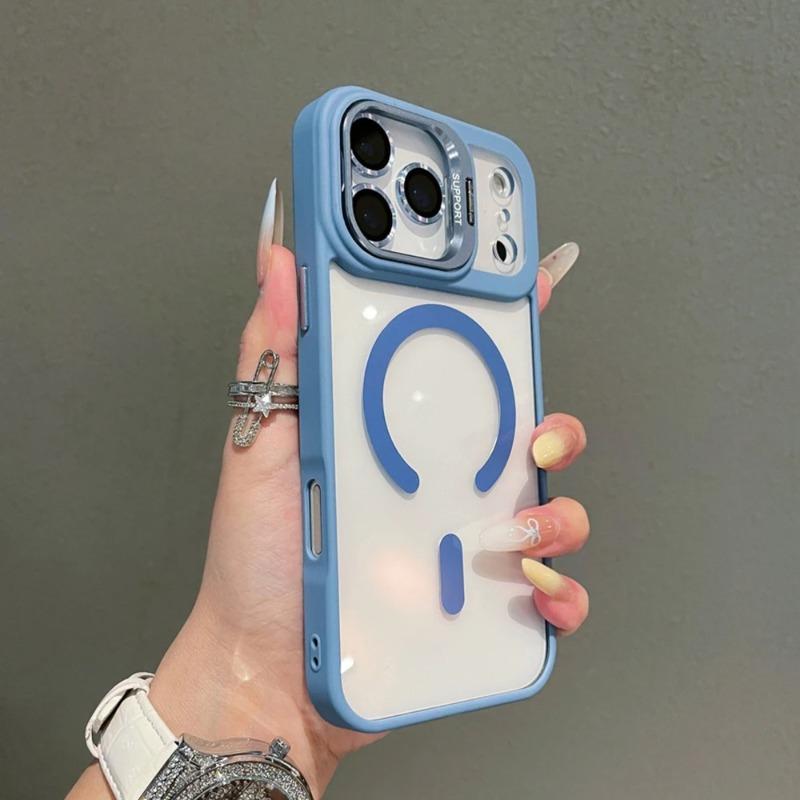 Lens Film Protection Clear For Magsafe Magnetic Phone Case For iPhone 17 Air 15 16 Pro Max 14 Plus 13 12 11 Folding Stand Cover