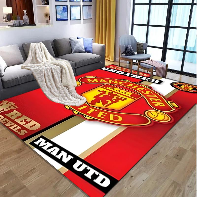 Tappeto con Fantasia Manchester United F.C., Tappetino da Interno/Esterno, per Picnic, Sala Giochi, Camera da Letto, Ufficio, Soggiorno, Tappeto Decorativo per la Casa, Regalo di Compleanno