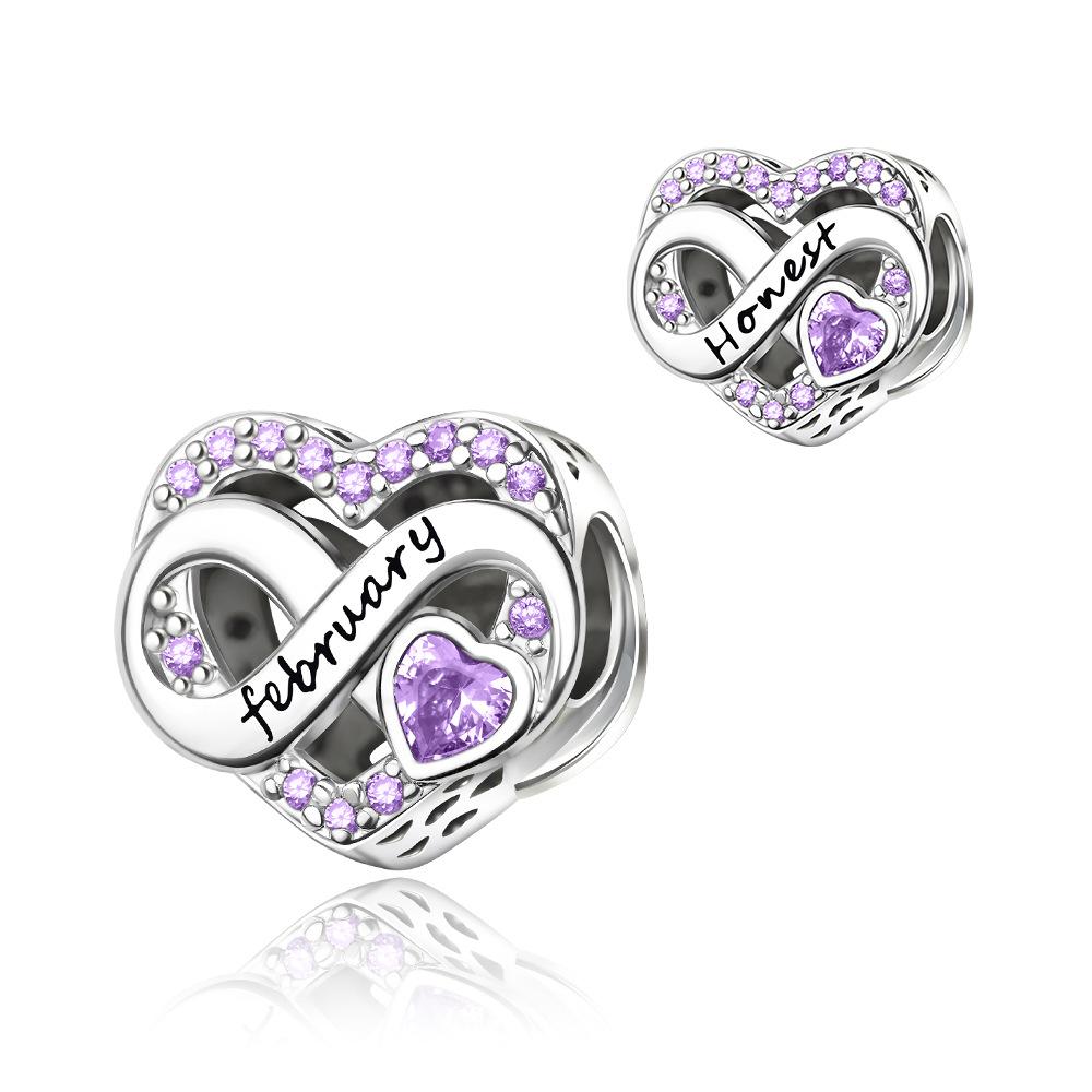 S925 Silver Zodiac Birthstone Fashion Heart Month DIY Beaded Jewelry Making Kit Accessories Set
